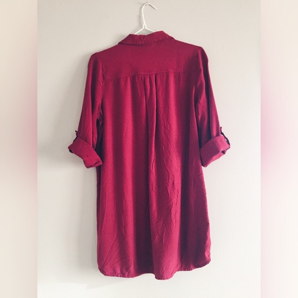 UO sparkle & fade red button up tunic mini dress - Picture 2 of 8